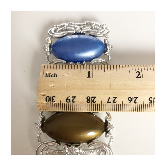 Vintage SARAH COVENTRY Silver Tone Filigree Link Bracelet w/ Multi-color Lucite - Picture 14 of 16